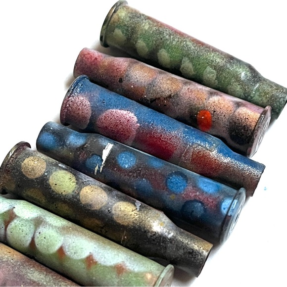 Colorful Bullet Shell Art Pieces- Polka Dots & Patterns- Art! - Picture 4 of 10